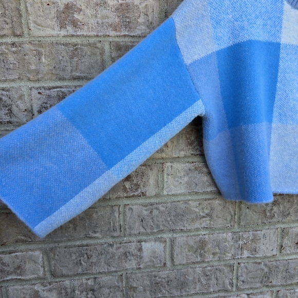 Jessica Simpson Sweater Womens Blue Cropped Check Soft Oversized Size Small - Picture 4 of 8